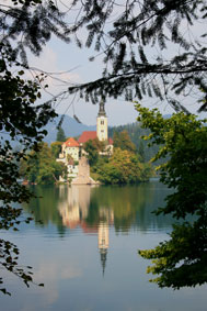 Kirche im Bleder See slowenien